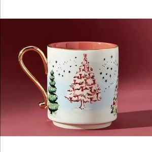 NEW ANTHROPOLOGIE COFFEE TEA LATTE MUG CUP “TIS THE SEASON “ SUSANNAH GARROD